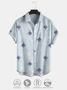 Cotton and linen style geometric stripe printed color piece comfortable linen shirts with short sleeves