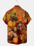 Men's Thanksgiving Turkey Print Casual Short Sleeve Hawaiian Shirt with Breast Pocket