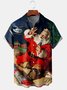 Mens Christmas Casual Short Sleeve Shirt Hawaiian Shirt with Chest Pocket