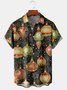 Mens Retro Christmas Derocation Print Front Buttons Soft Breathable Chest Pocket Casual Hawaiian Shirt