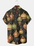 Mens Retro Christmas Derocation Print Front Buttons Soft Breathable Chest Pocket Casual Hawaiian Shirt