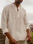 Men's Cotton Linen Stand Collar Long Sleeve Shirt