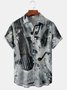 Mens Art Music Oil Painting Print Front Buttons Soft Breathable Chest Pocket Casual Hawaiian Shirt
