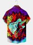 Music Chest Pocket Short Sleeve Shirt Hippie Lapel Print Top