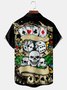 Poker Skull Chest Pocket Short Sleeve Hawaiian Shirt