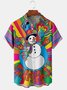 Hippie Christmas Snowman Chest Pocket Short Sleeve Hawaiian Shirt