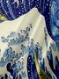 Ukiyo-e and Oil Painting Zip Short Sleeve Polo