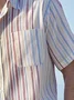 Striped Chest Pocket Short Sleeve Casual Shirt