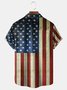 America Flag Cat Chest Pocket Short Sleeve Shirt