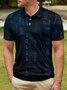 Ombre Number Code Button Short Sleeve Polo Shirt