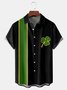 St Patrick‘s Day Shamrock Chest Pocket Short Sleeve Bowling Shirt