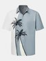 Mens Coconut Tree Print Casual Short Sleeve Shirt Hawaiian Top with Pocket