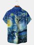 Oil Painting Cat Chest Pocket Short Sleeve Shirt