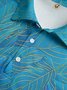 Ombre Leaves Button Short Sleeve Polo Shirt
