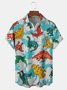 Animal Dinosaur Chest Pocket Short Sleeve Hawaiian Shirt