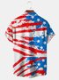 Independence Day Flag Dinosaur Chest Pocket Short Sleeve Shirt