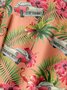 Flamingo Car Chest Pocket Short Sleeve Hawaiian Shirt