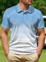 Ombre Stripe Button Short Sleeve Golf Polo Shirt