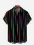 Color Striped Chest Pocket Short Sleeve Casual Shirt