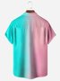 Gradient Color Chest Pocket Short Sleeve Casual Shirt