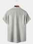 Big Size Textured Chest Pocket Short Sleeve Bowling Shirt