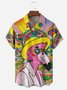 Hippie Flamingo Chest Pocket Short Sleeves Hawaiian Shirts