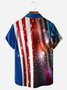 American Flag Fun Pig Chest Pocket Short Sleeve Casual Shirt