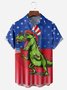 4th of July Dinosaur Chest Pocket Short Sleeve Casual Shirt