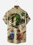 Tattoo Sticker Dinosaur Chest Pocket Short Sleeve Hawaiian Shirt