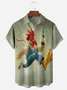 Kung Fu Chicken Chest Pocket Short Sleeve Casual Shirt