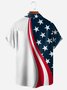 American Flag Fun Pig Chest Pocket Short Sleeve Hawaiian Shirt