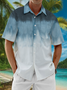 Gradient Color Chest Pocket Short Sleeve Resort Shirt