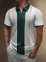 Color Block Zip Short Sleeve Bowling Polo Shirt
