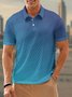 Ombre Geometric Button Short Sleeves Casual Polo Shirt
