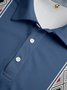 Geometric Color Block Button Long Sleeve Bowling Polo Shirt