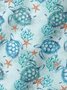 Starfish Turtle Zip Short Sleeve Vacation Polo Shirt