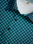 Polka Dot Button Long Sleeve Casual Polo Shirt