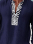 Paneled Ethnic Pattern Long Sleeves Casual Shirt