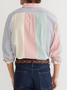 Contrast Stripes Chest Pocket Long Sleeve Casual Shirt