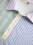 Multicolor Striped Geometric Button Short Sleeve Casual Polo Shirt