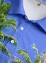 Coconut Tree Button Long Sleeve Vacation Polo Shirt