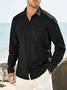 Cotton Plain Flap Pockets Long Sleeve Casual Shirt