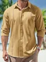 Cotton Plain Long Sleeve Guayabera Shirt