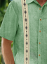 Cotton Striped Chest Pocket Short Sleeve Guayabera Shirt