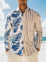 Moisture Wicking Striped Botanical Long Sleeve Hawaiian Shirt