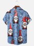 Men's Santa Print Casual Breathable Short Sleeve Shirt
