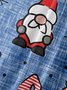 Men's Santa Print Casual Breathable Short Sleeve Shirt
