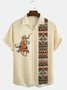 Mens Western Denim Print Short Sleeve Shirt Casual Vintage Top