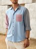 Cotton Color Contrast Long Sleeve Casual Shirt