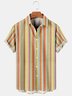 Holiday Casual Art Stripe And Geometric Hawaiian Print Shirt Top